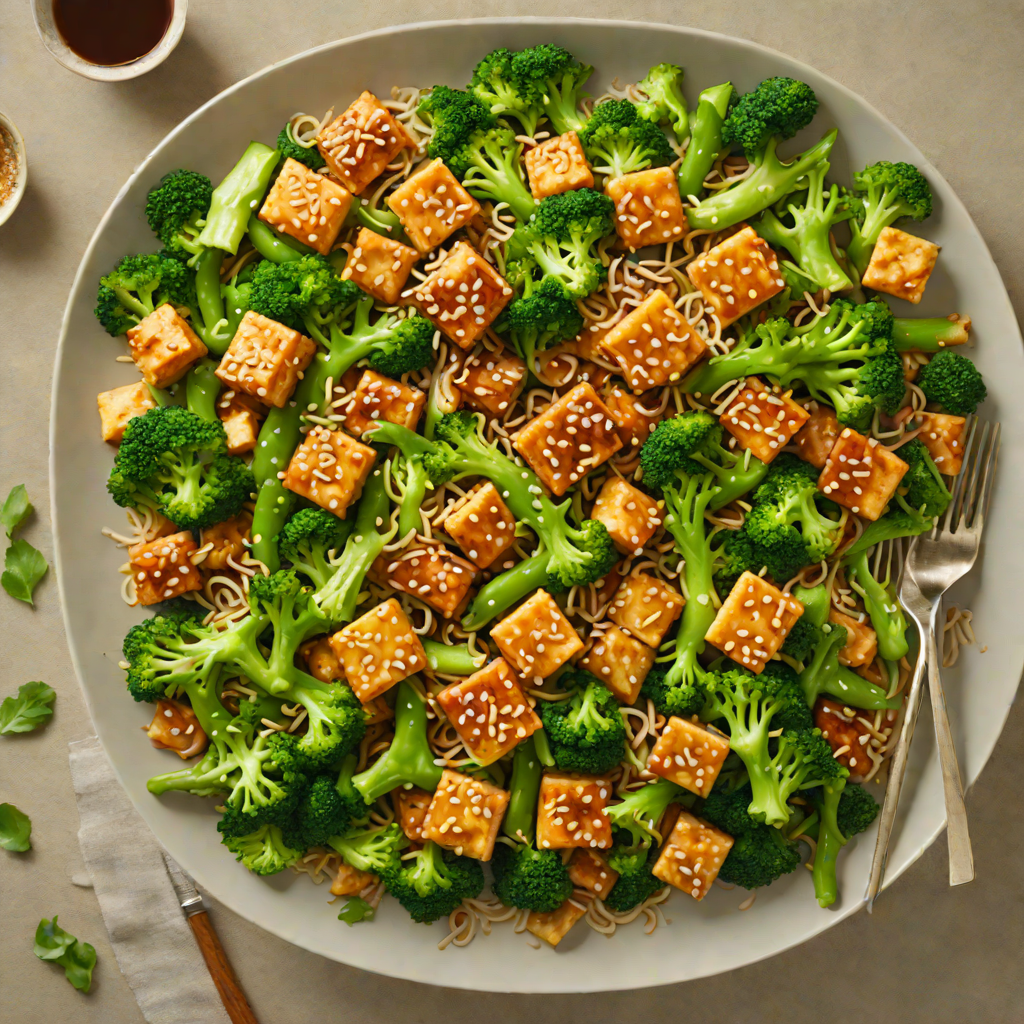 Ginger-Sesame Tofu Stir Fry with Broccoli and Snap Peas
