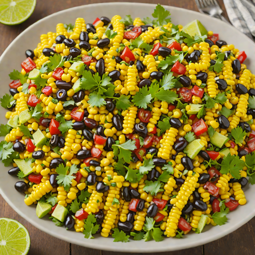 Crisped Corn and Black Bean Salad with Cilantro Lime Dressing