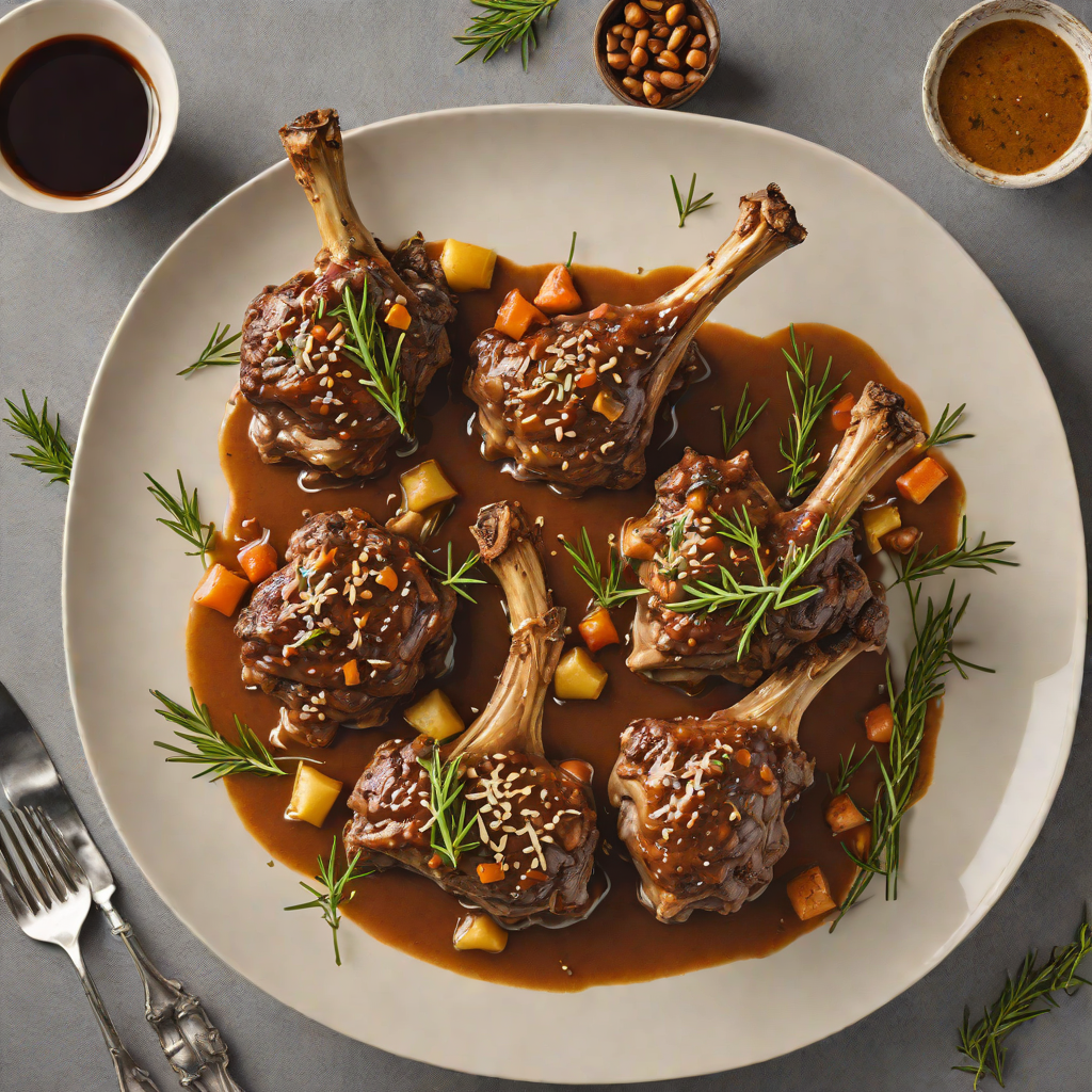 Slow-Cooked Lamb Shanks with Macadamia and Rosemary Jus