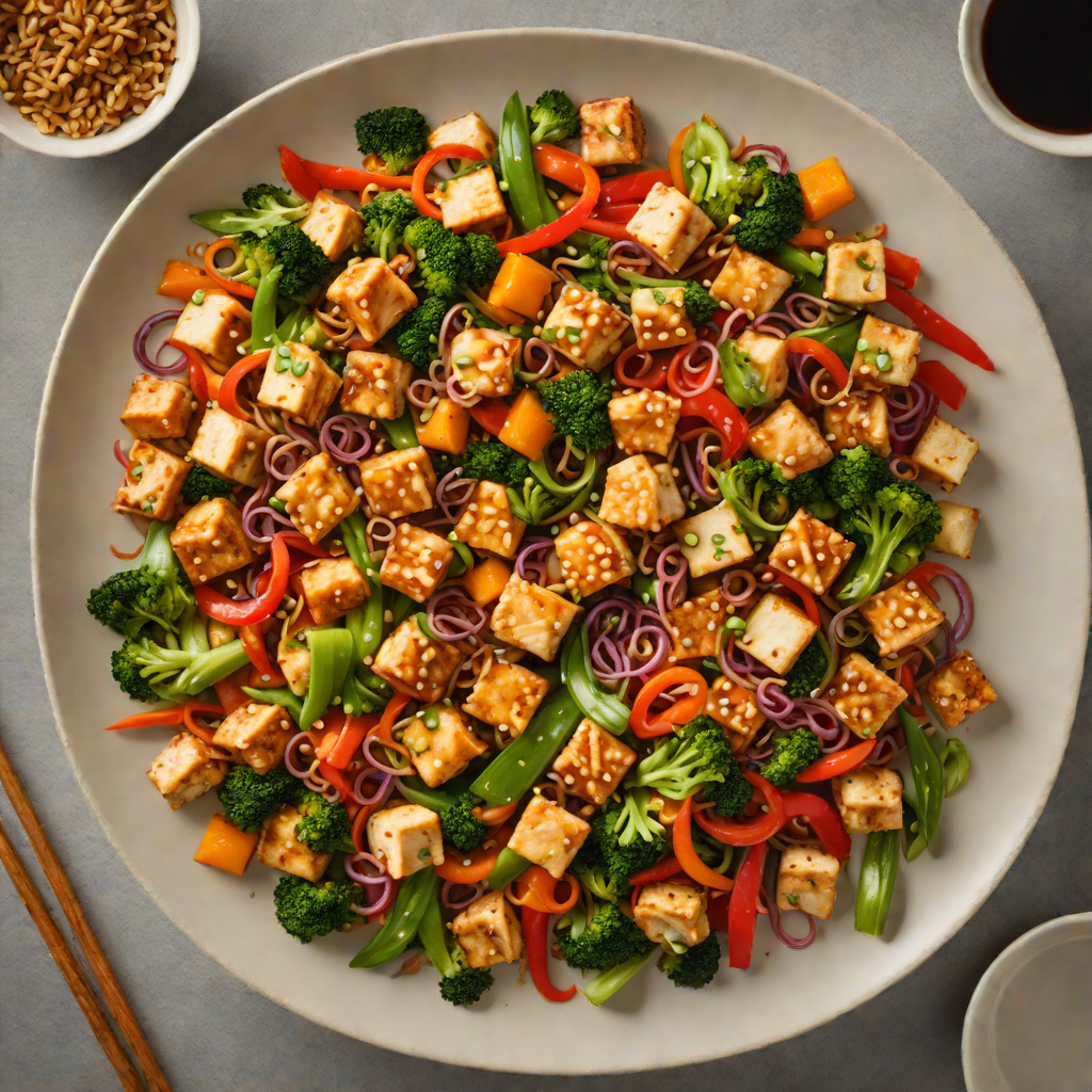Sautéed Tofu and Vegetable Stir Fry with Ginger Soy Sauce
