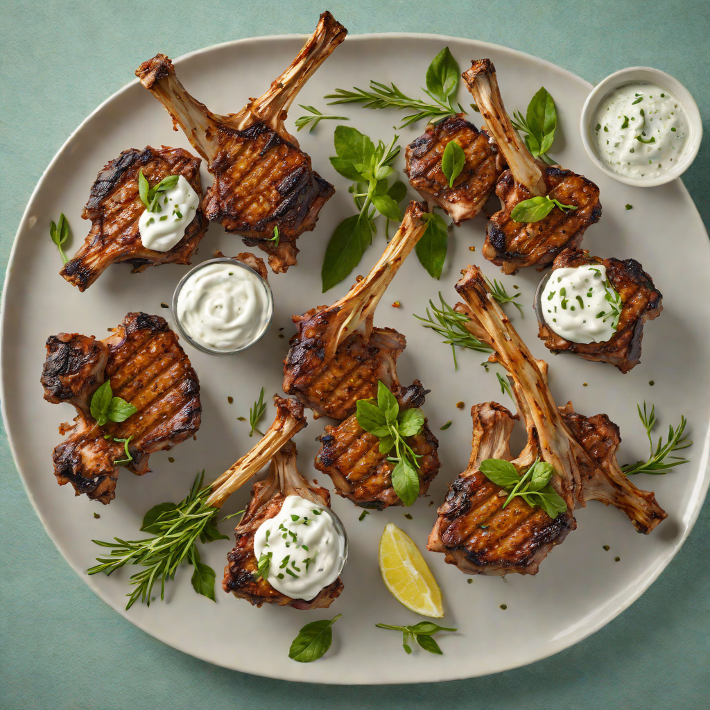Rosemary-Garlic Grilled Lamb Chops with Mint Yogurt Sauce
