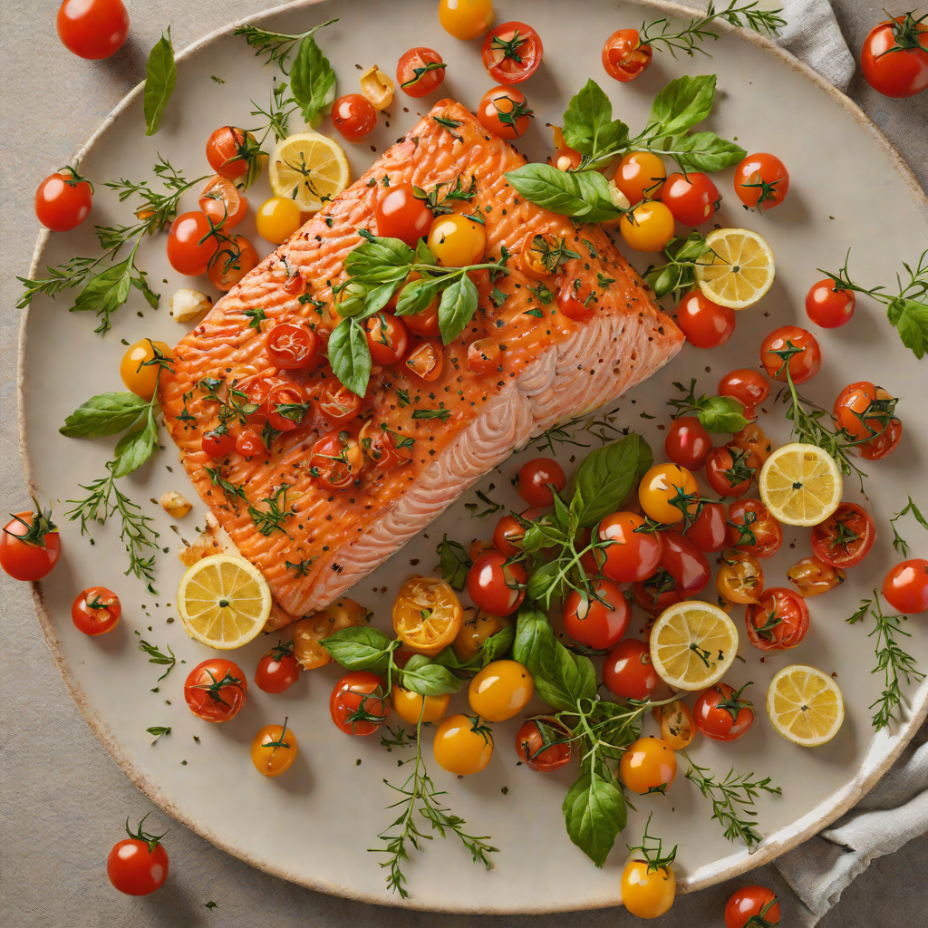 Baked Italian Herb-Rubbed Salmon with Garlic and Cherry Tomatoes