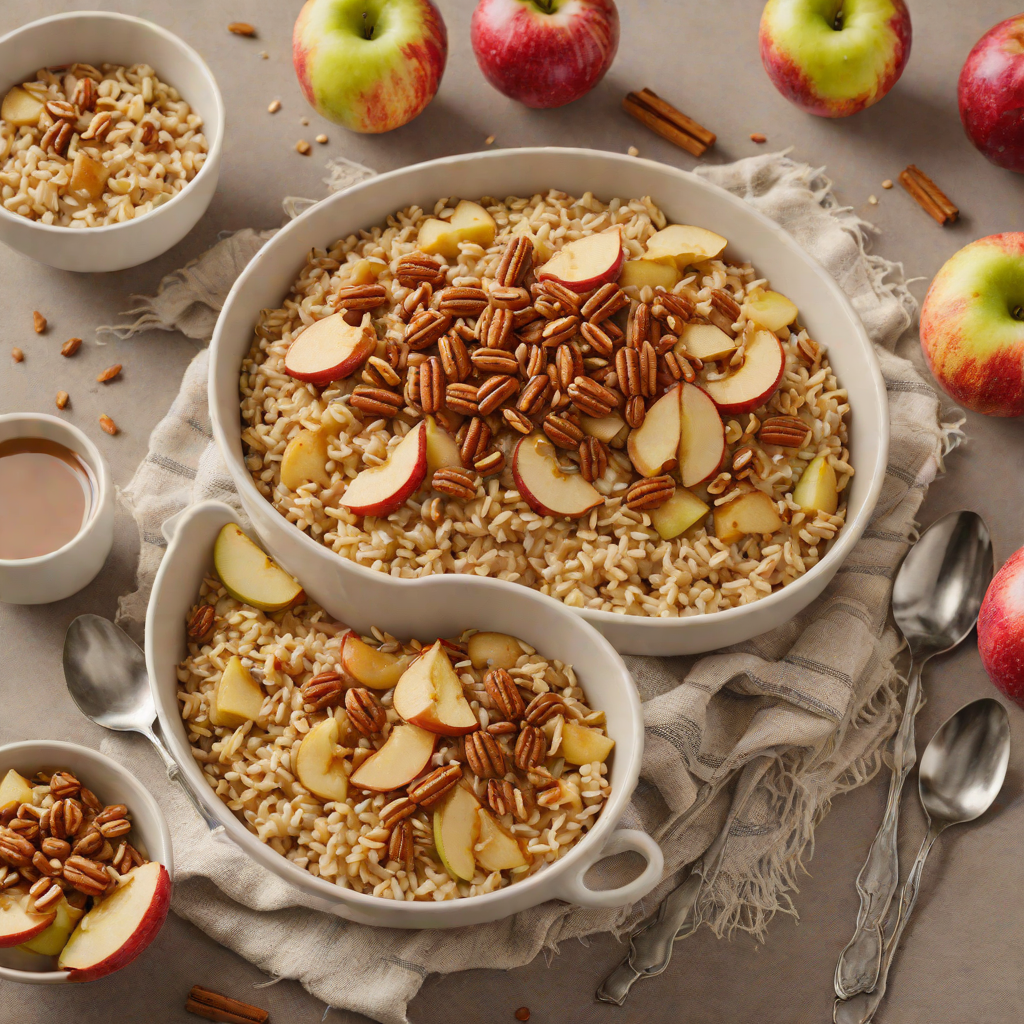 Baked Cinnamon-Spiced Apple Oatmeal with Maple Drizzle