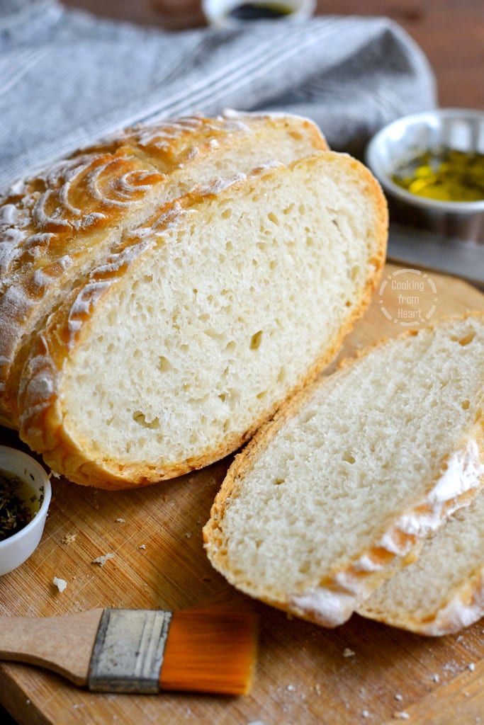 No-Knead Artisan Crusty White Bread