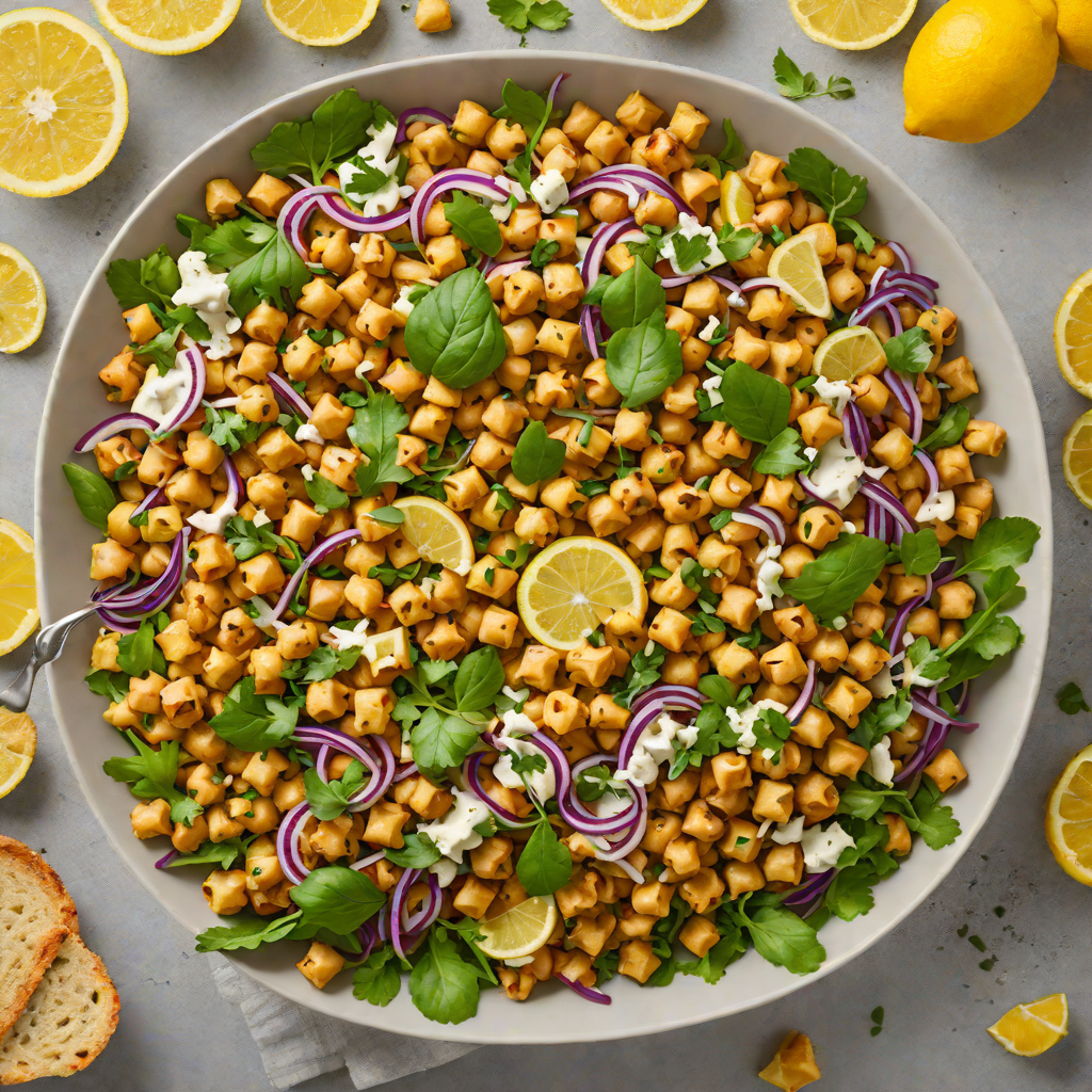 Baked Lemon-Tahini Chickpea Salad with Charred Pita Croutons