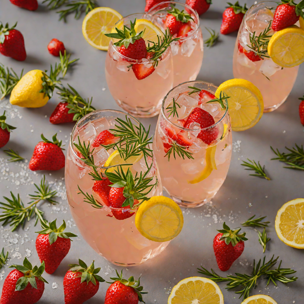 Strawberry-Rosemary Infused Sparkling Lemonade