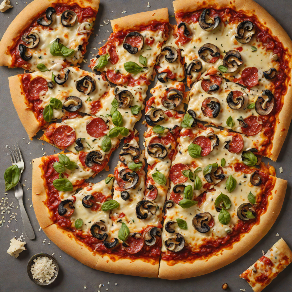 Sourdough Pepperoni and Mushroom Pizza with Mozzarella