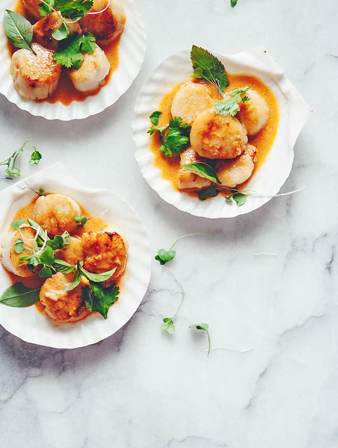 Pan-Seared Scallops with Phuket Coconut Curry Sauce