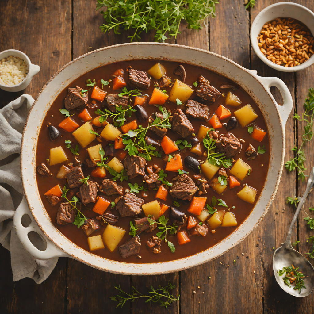 Slow-Cooked Kangaroo Stew with Native Herbs