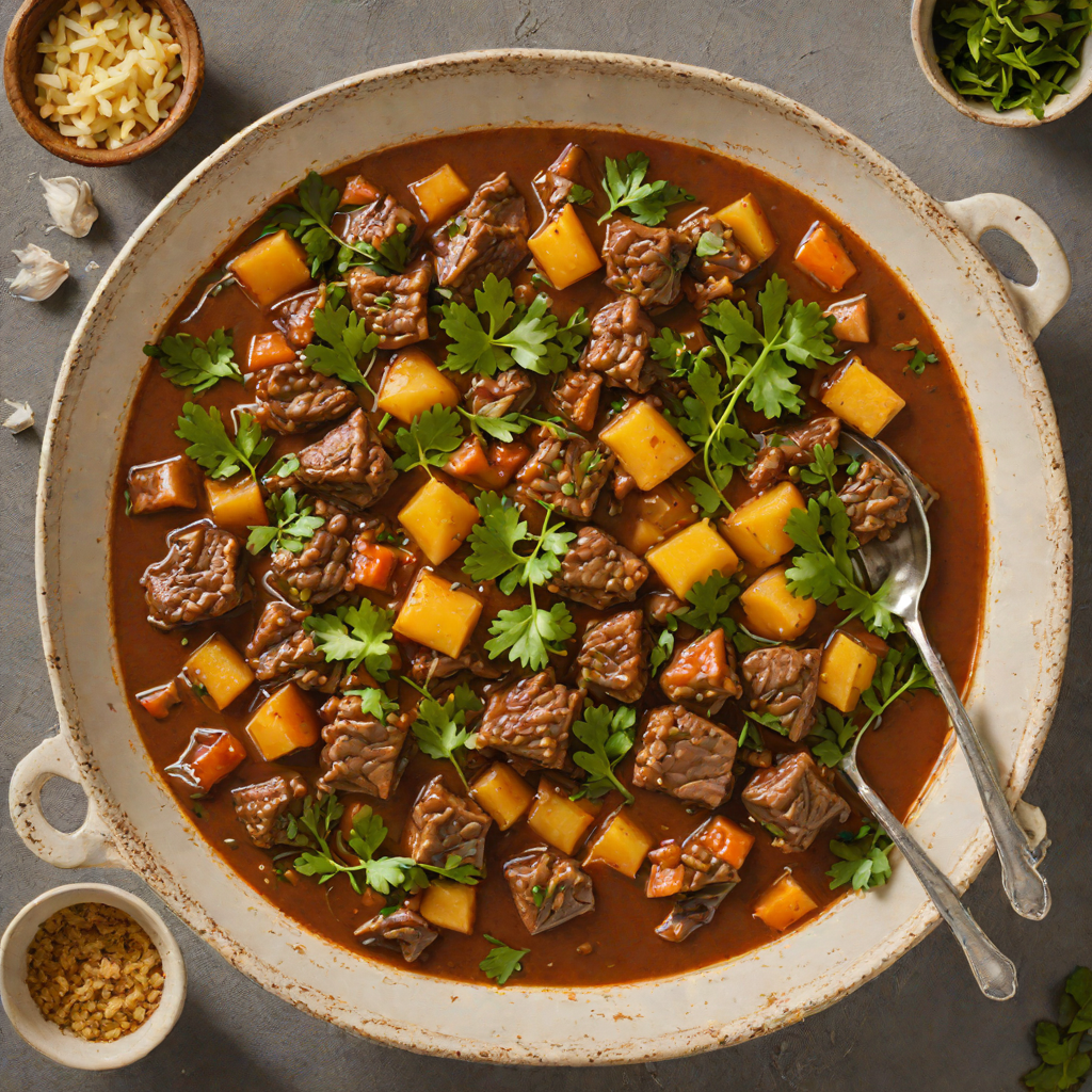 Slow-Simmered Kenyan Beef Stew with Cassava and Greens