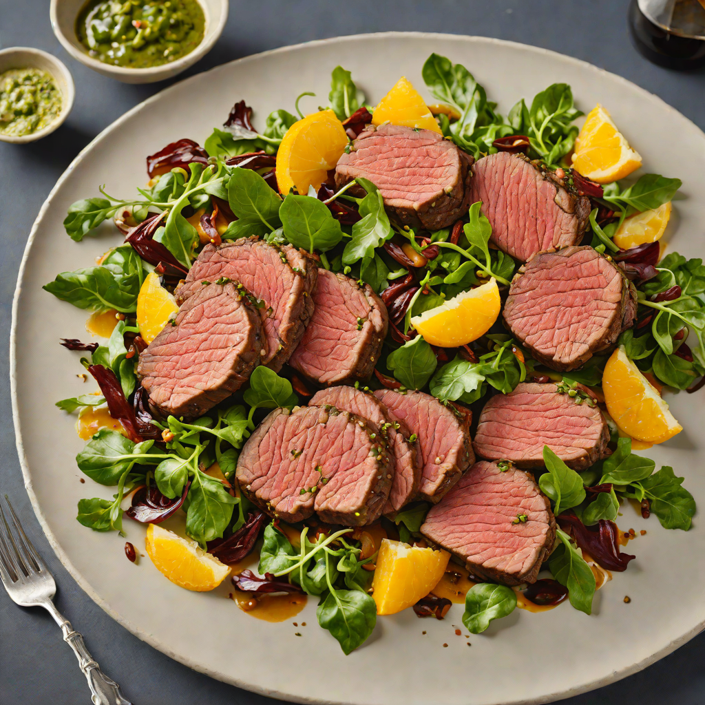 Pan-Seared Beef with Bitter Greens and Citrus Dressing