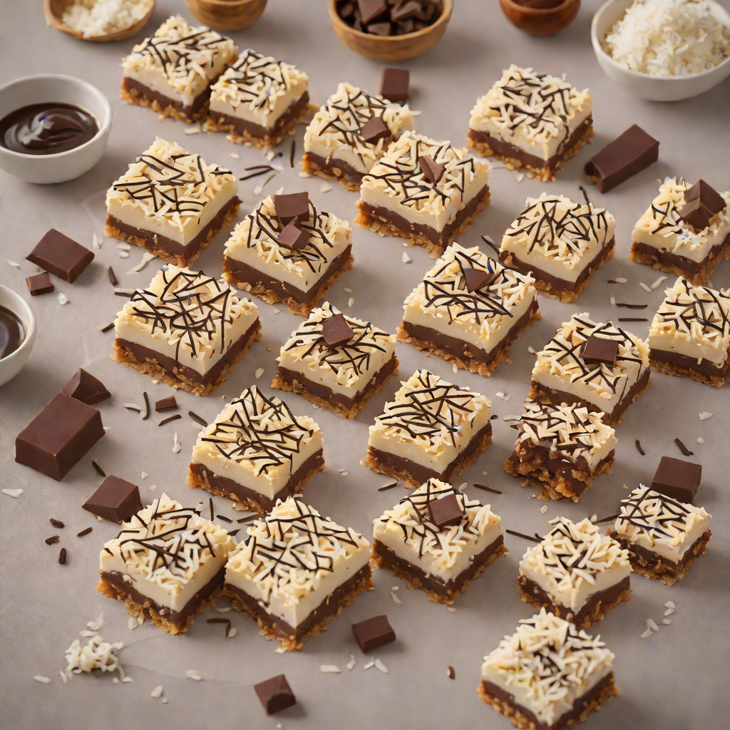 No-Bake Lamington Cheesecake Bars with Coconut and Chocolate