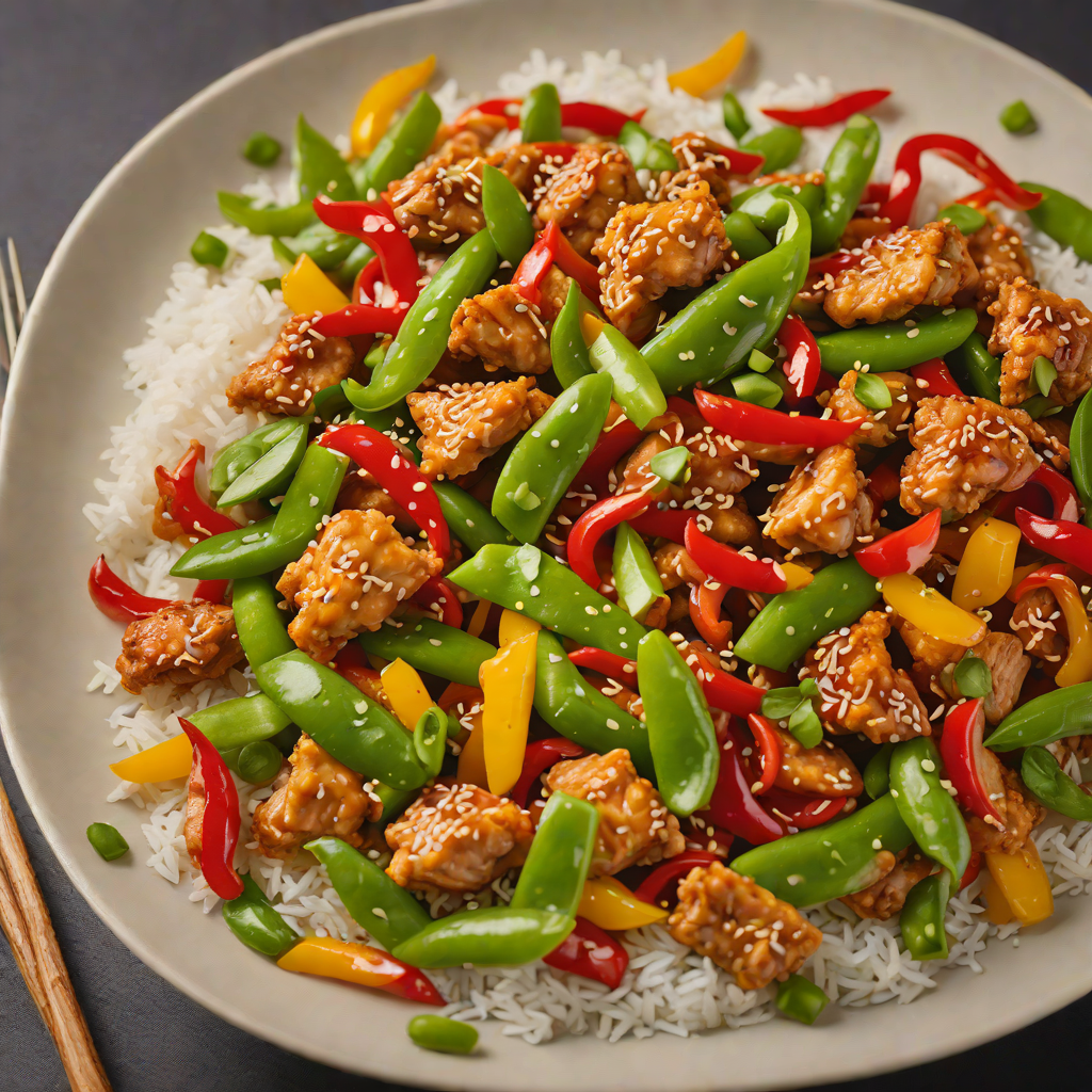 Stir-Fried Ginger Chicken with Bell Peppers and Snow Peas