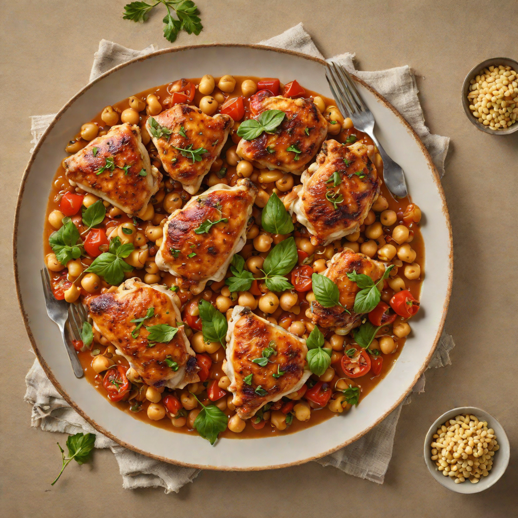 Pan-Roasted Chicken Thighs with Spiced Tomato and Chickpea Ragout