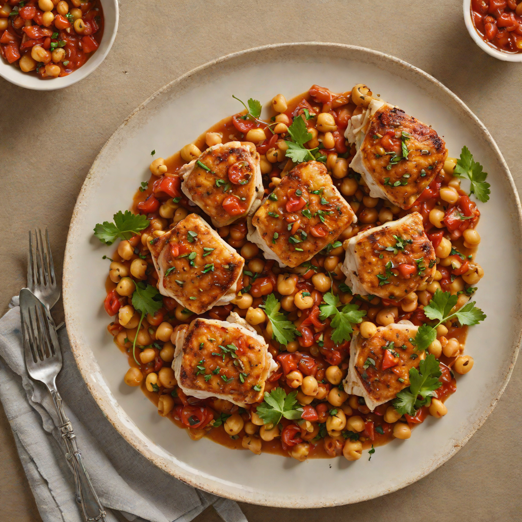 Pan-Seared Chicken Thighs with Spiced Tomato and Chickpea Ragout