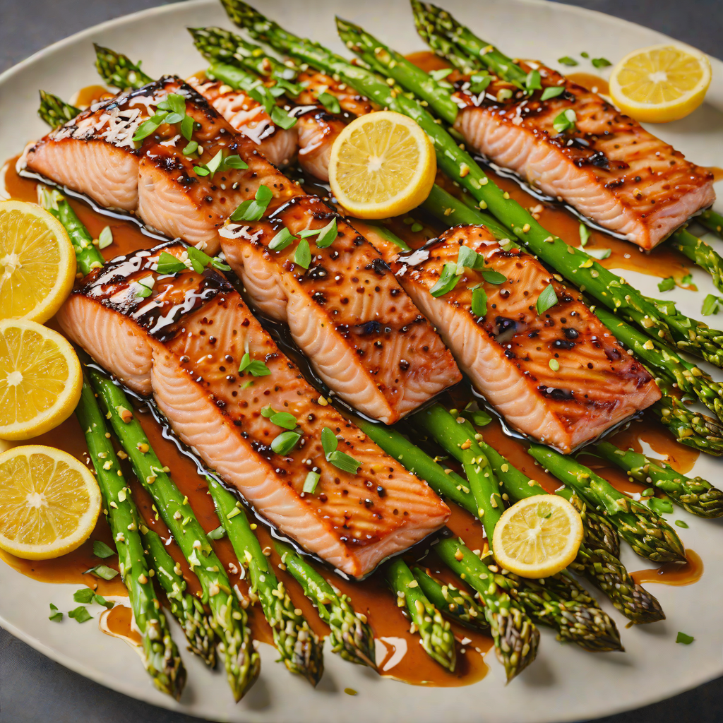 Maple-Soy Glazed Salmon Fillets with Grilled Asparagus