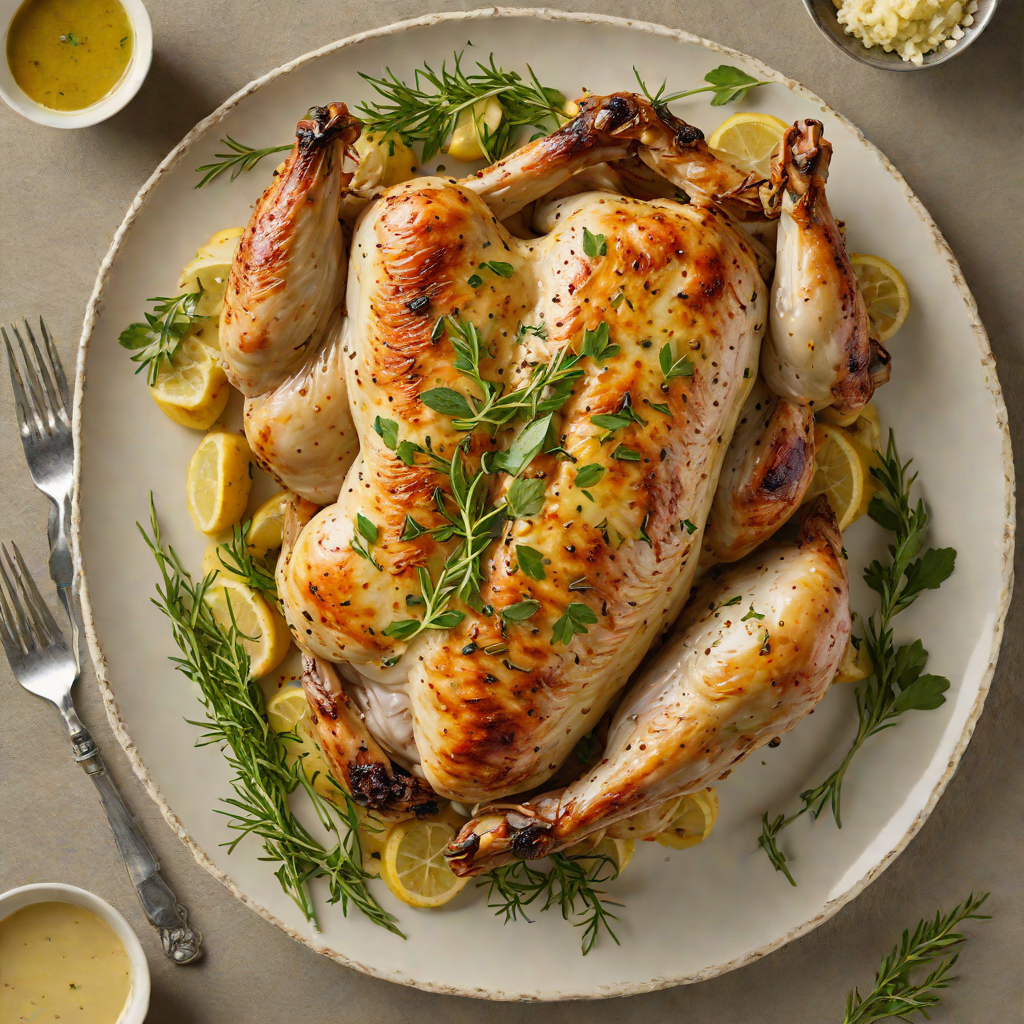 Savory Herb-Roasted Chicken with Garlic Butter Sauce