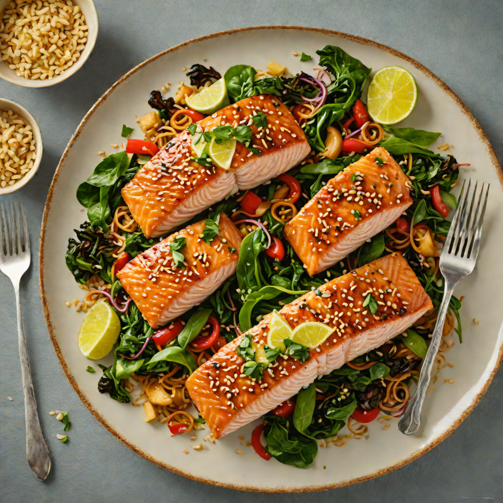 Honey-Ginger Glazed Salmon with Sesame Spinach Stir-Fry