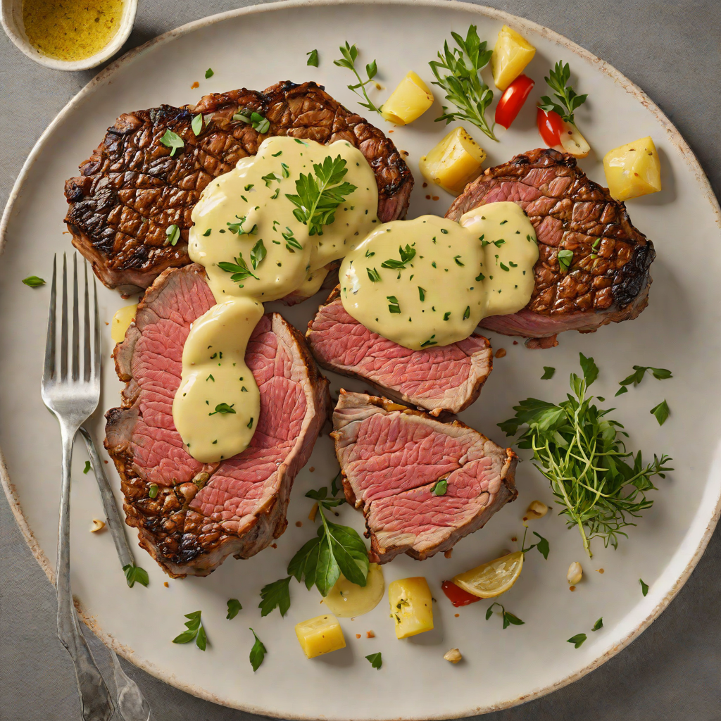 Pan-Seared Ribeye with Garlic Butter and Herb Sauce