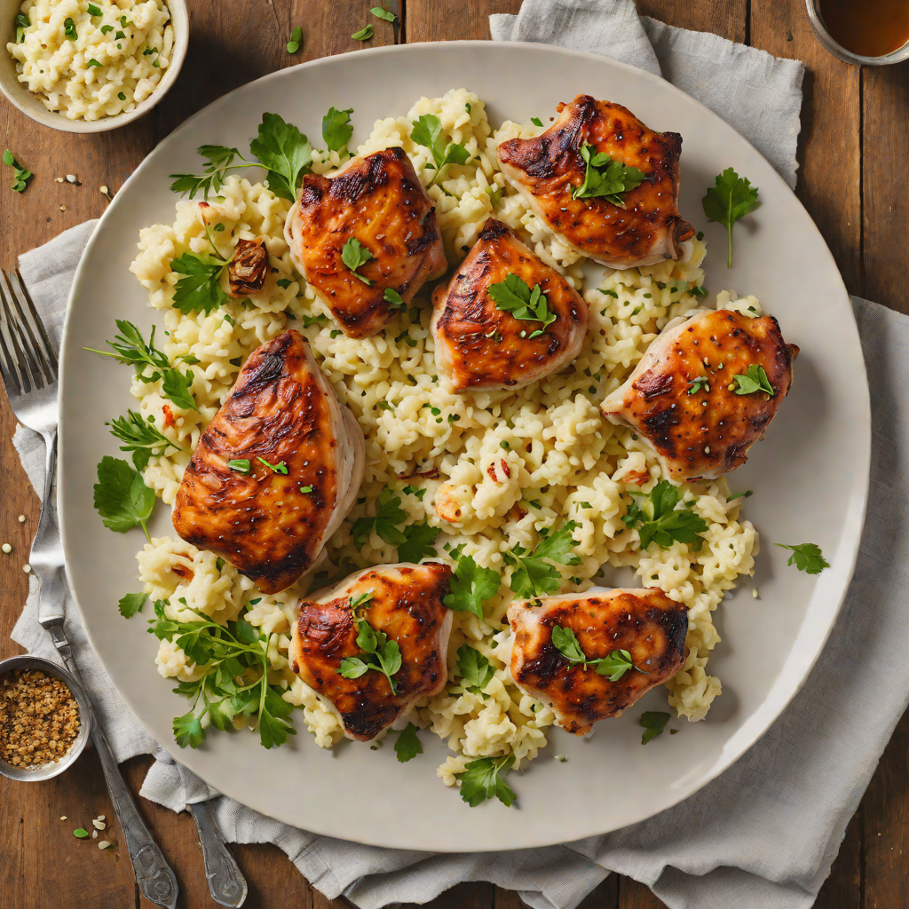 Oven-Roasted Herb Chicken Thighs with Garlic Cauliflower Mash