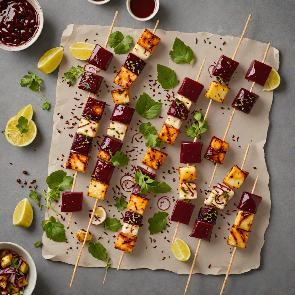 Barbecue Beetroot and Halloumi Skewers with Smoky Wattleseed Glaze