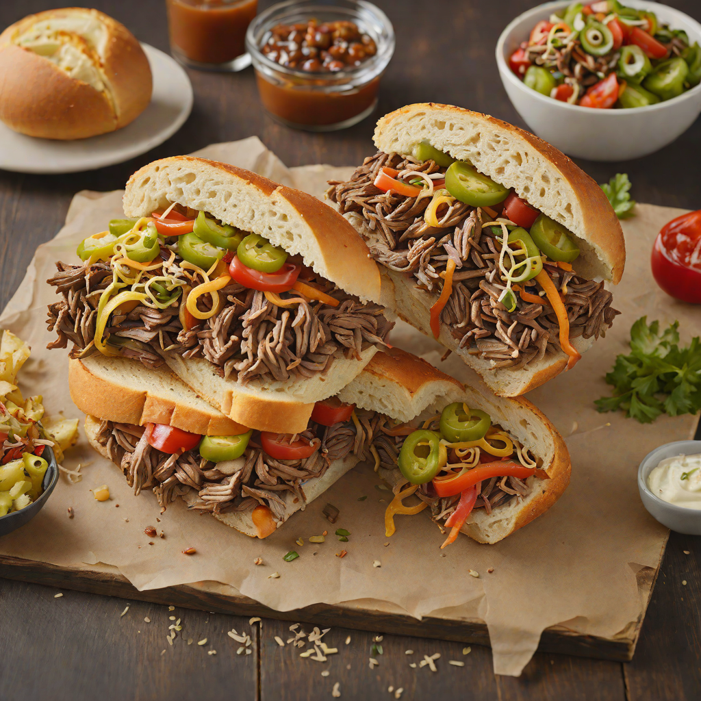 Slow-Roasted Italian Beef Sandwich with Giardiniera