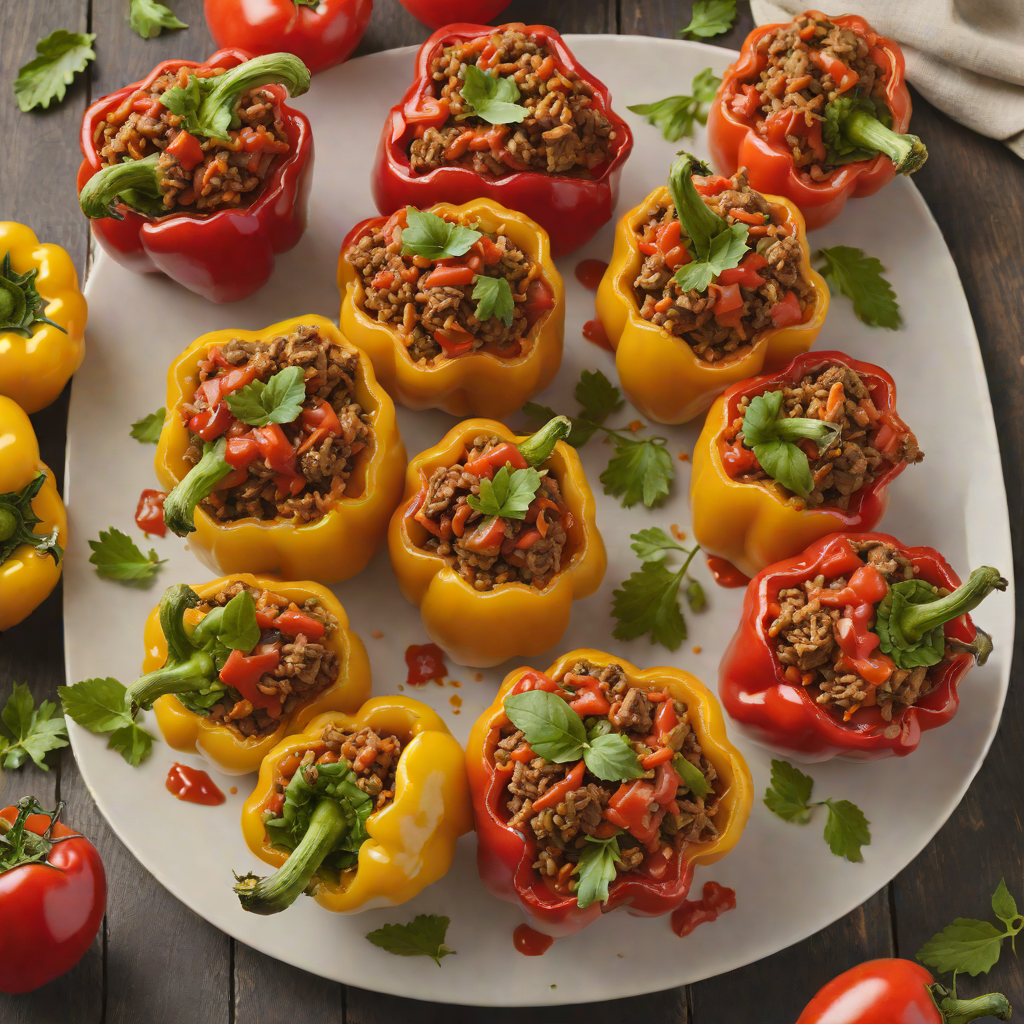 Italian Beef-Stuffed Bell Peppers with Tomato Sauce