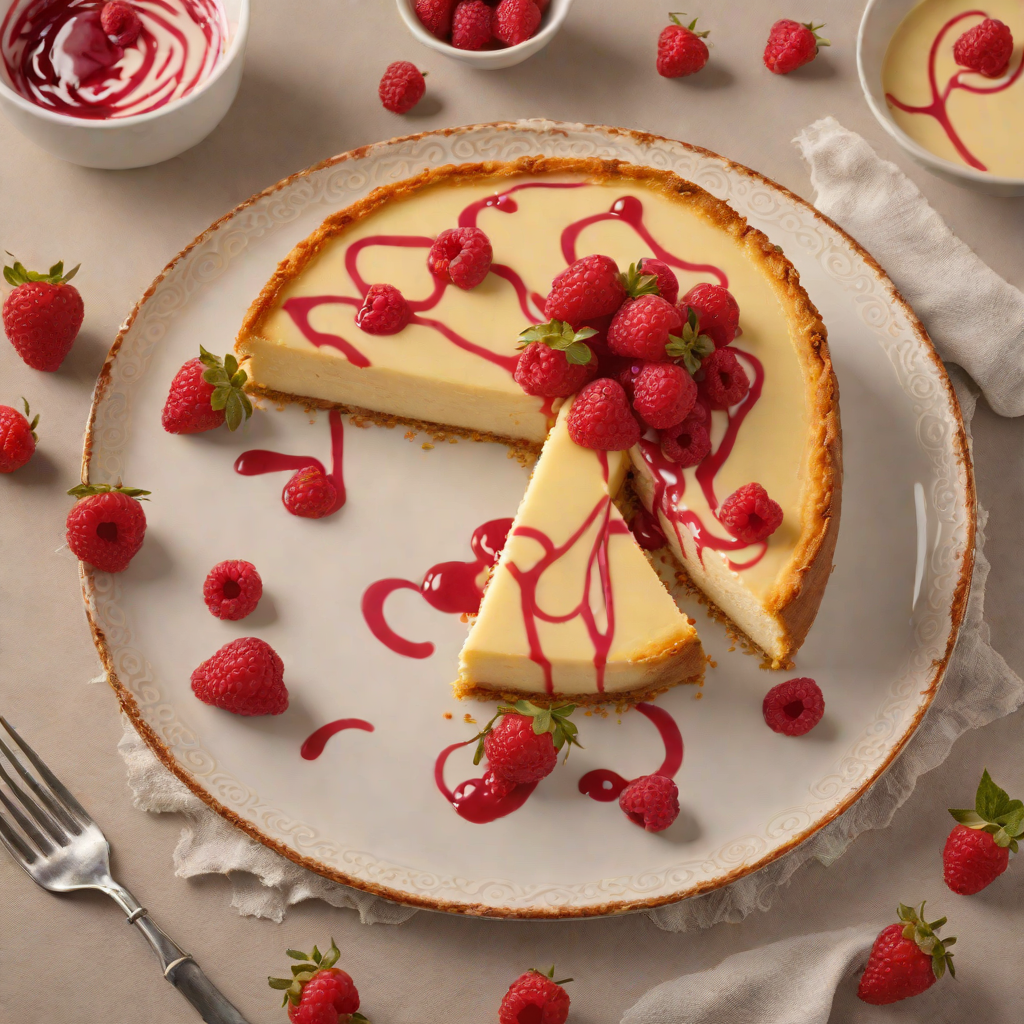 Baked Vanilla Cheesecake with Raspberry Swirl