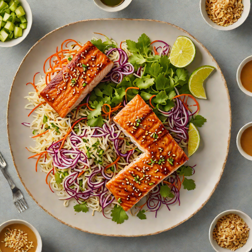Grilled Miso-Glazed Salmon with Sesame-Ginger Slaw