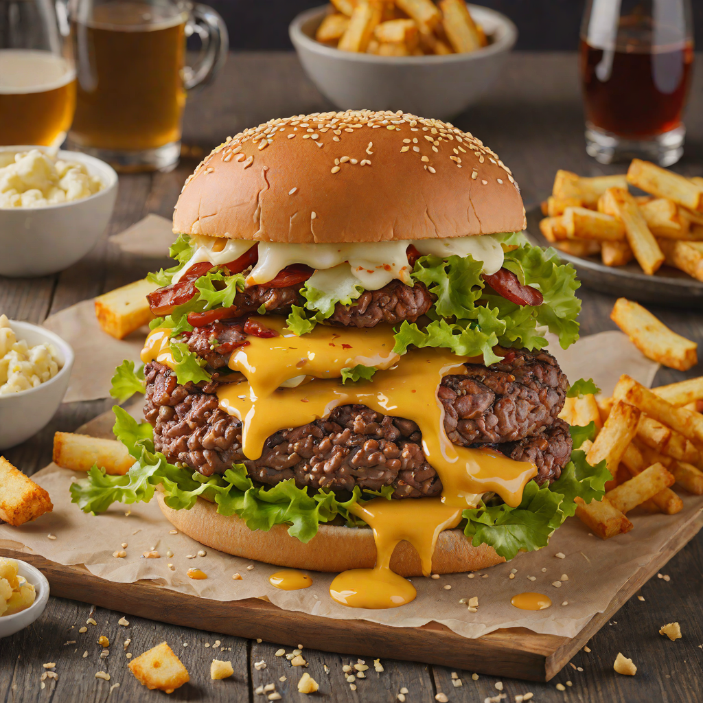 Grilled Texas-Style Beef Burger with Fried Cheese Curds