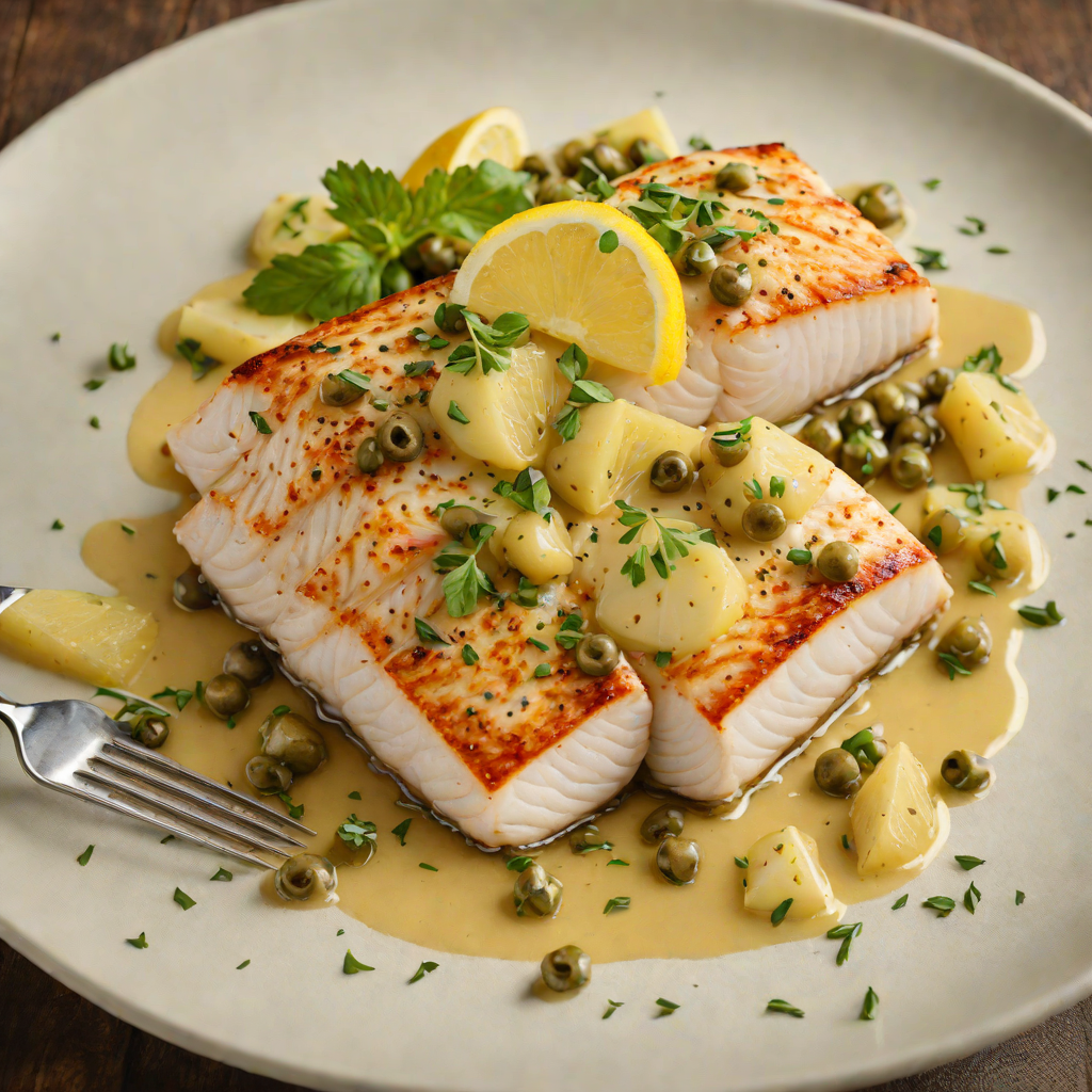 Pan-Roasted Halibut with Lemon-Caper Butter Sauce
