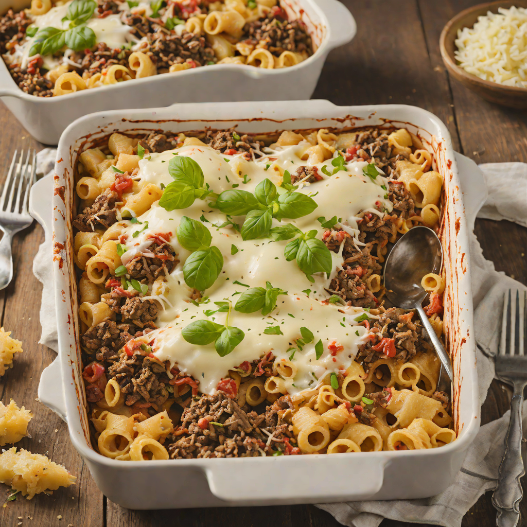 Classic Italian Beef Pasta Bake with Mozzarella