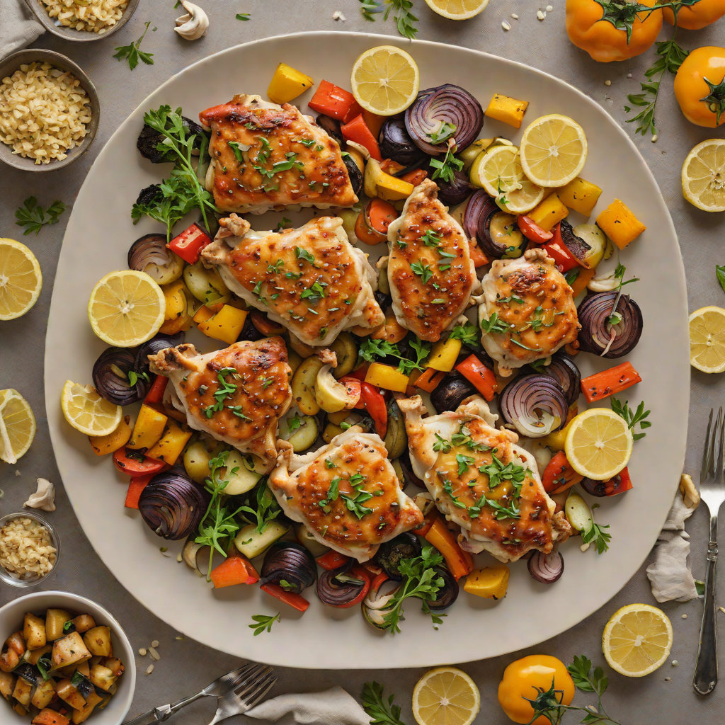 Sautéed Garlic Lemon Chicken Thighs with Roasted Vegetables