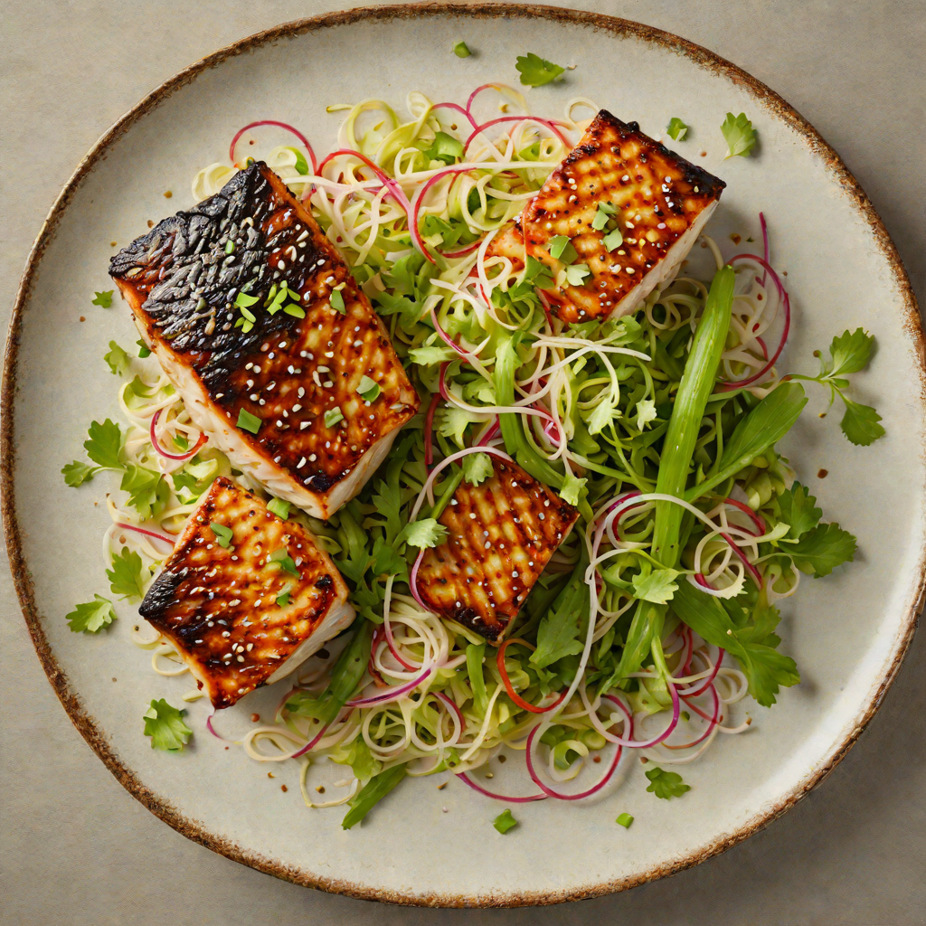 Grilled Miso-Marinated Black Cod with Scallion Salad