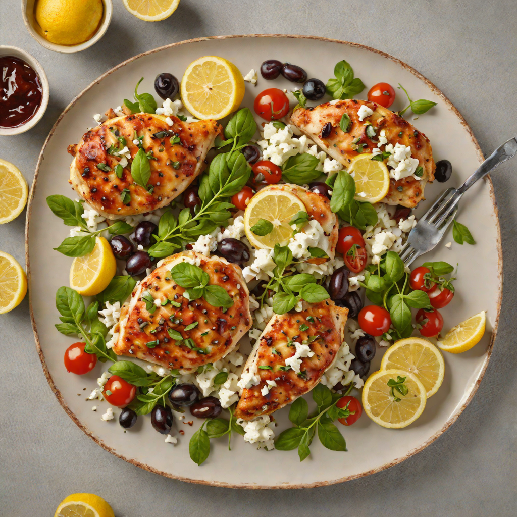 Baked Lemon-Oregano Chicken with Feta and Kalamata Olive Sauce