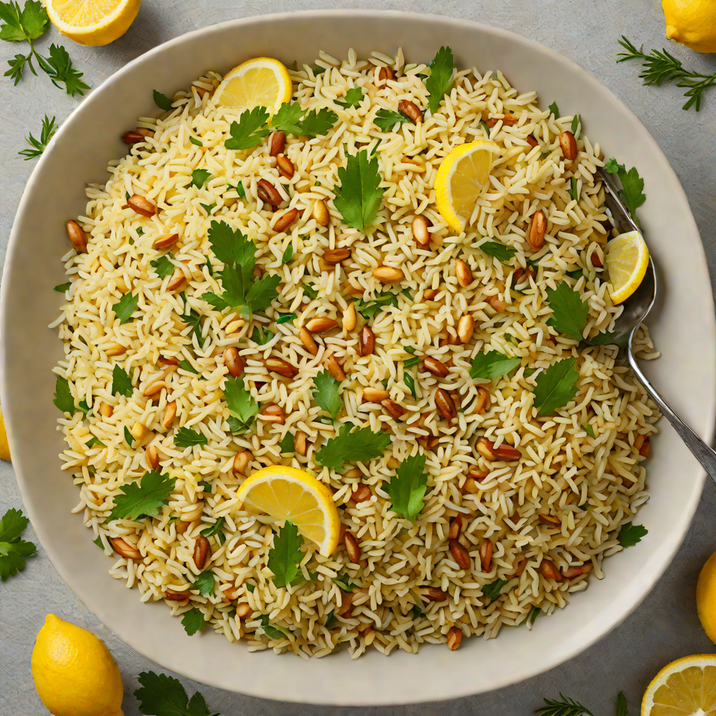 Stovetop Lemon Rice Pilaf with Pine Nuts and Fresh Herbs