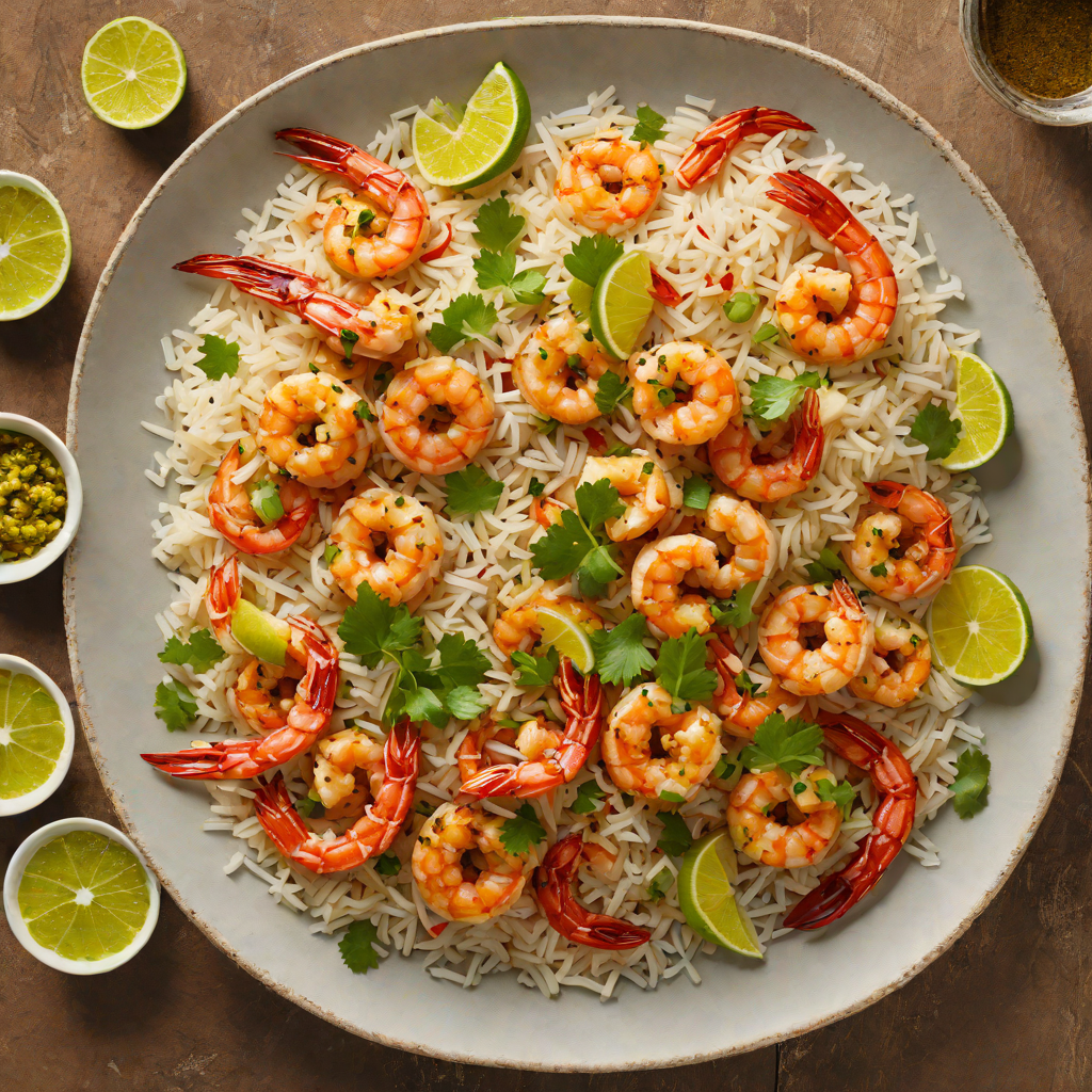 Sautéed Garlic and Ginger Shrimp with Chili-Lime Rice