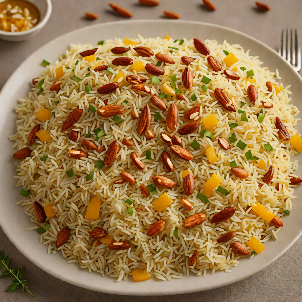 Saffron-Infused Syrian Rice Pilaf with Toasted Almonds