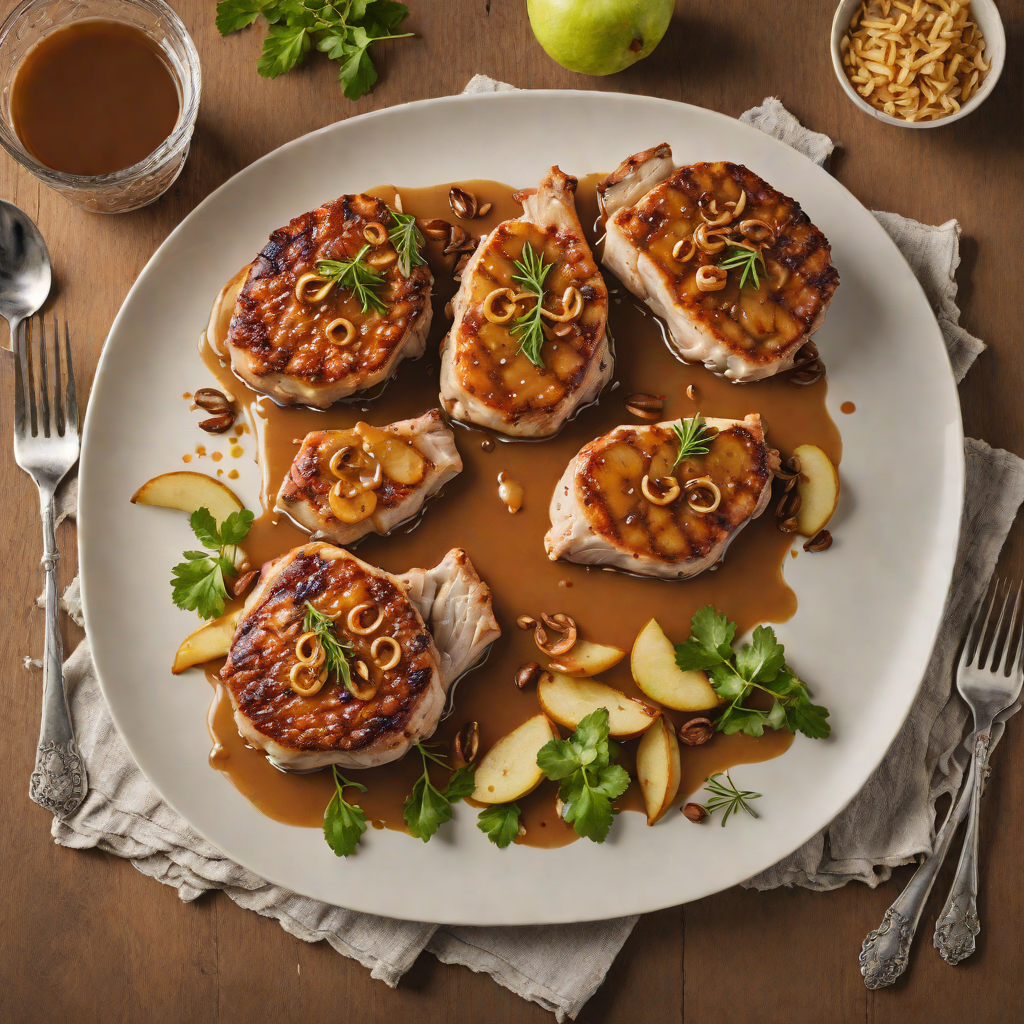 Pan-Seared Pork Chops with Apple Cider Pan Sauce and Caramelized Shallots