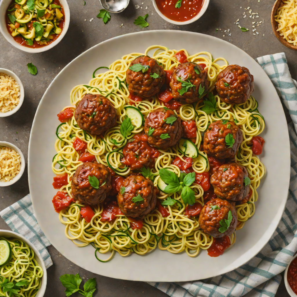 Cheese-Stuffed Keto Meatballs with Zucchini Noodles