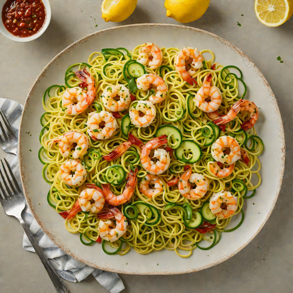 Lemon-Garlic Shrimp and Zucchini Noodles with Chili Flakes