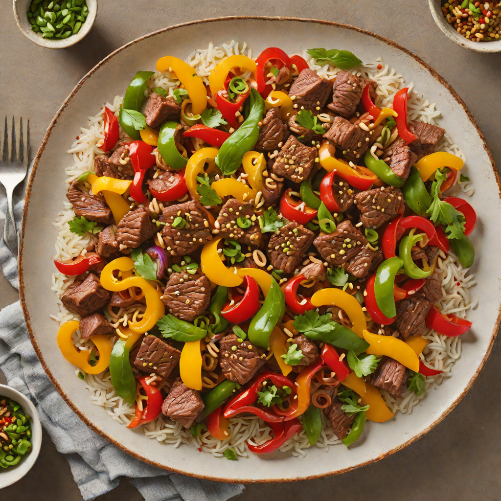 Pan-Seared Beef Stir Fry with Garlic and Bell Peppers