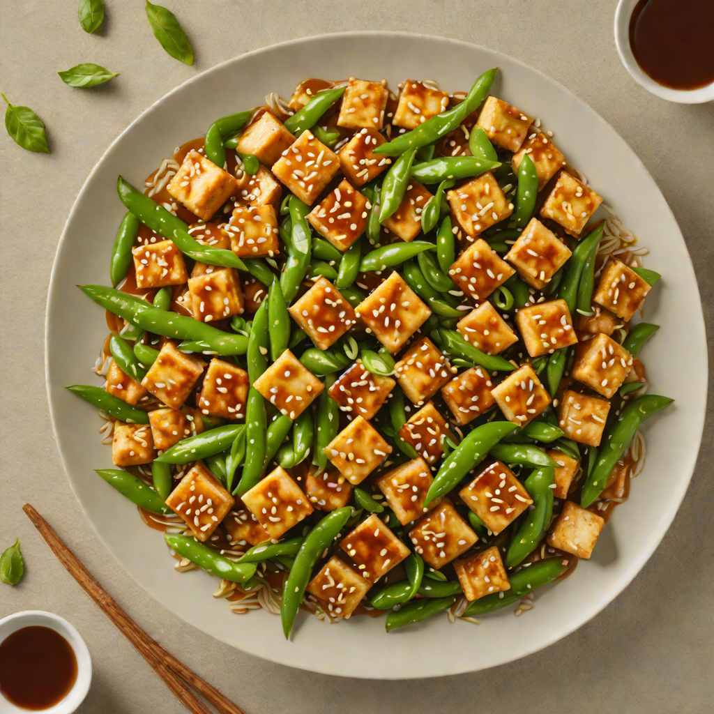 Stir-Fried Tofu with Ginger-Sesame Sauce and Snap Peas