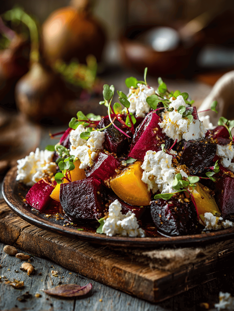 Smoked Beetroot and Goat Cheese Salad with Wattleseed Dressing
