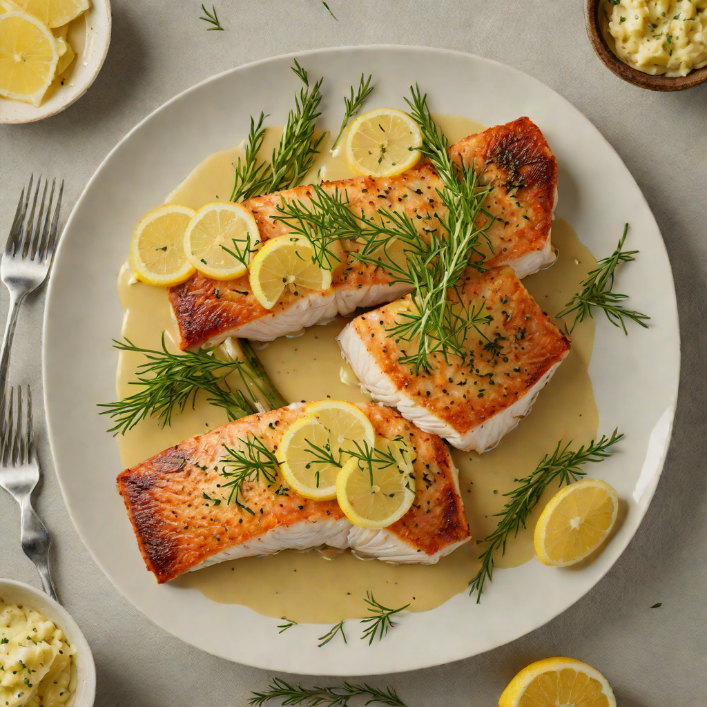 Pan-Seared Lake Fish with Lemon-Dill Butter Sauce