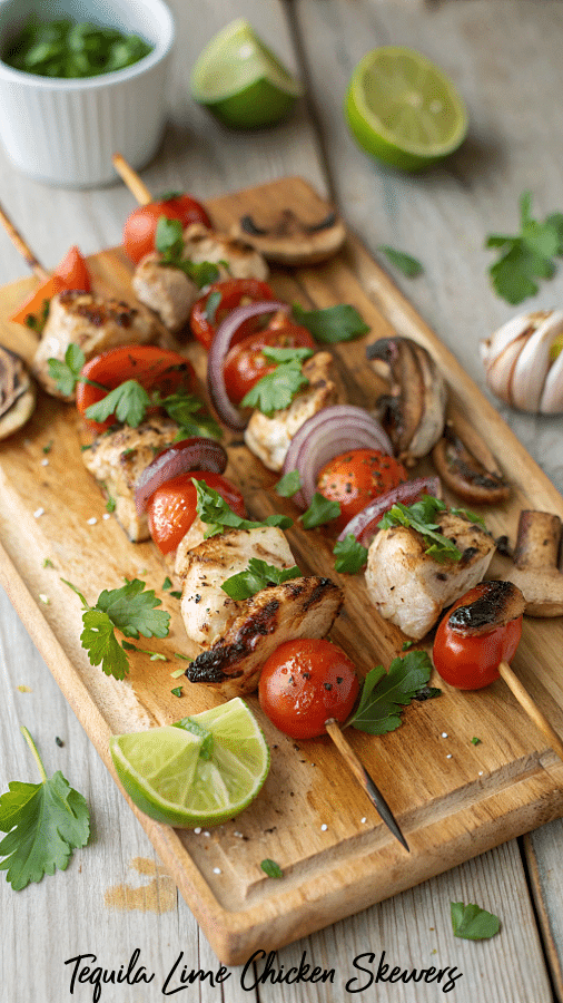 Smoky Grilled Tequila Lime Chicken Skewers