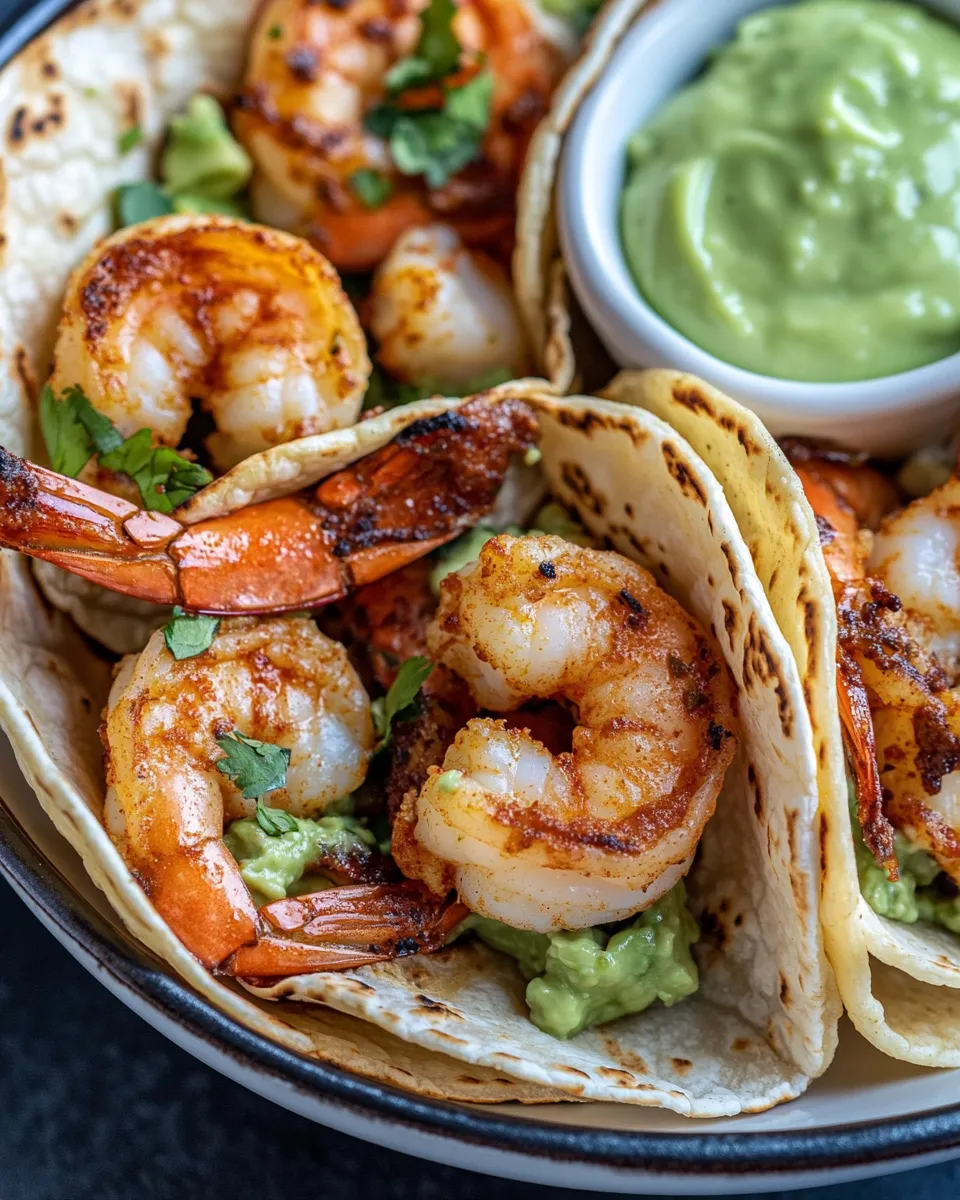 Tequila-Infused Citrus Shrimp Tacos with Avocado Crema