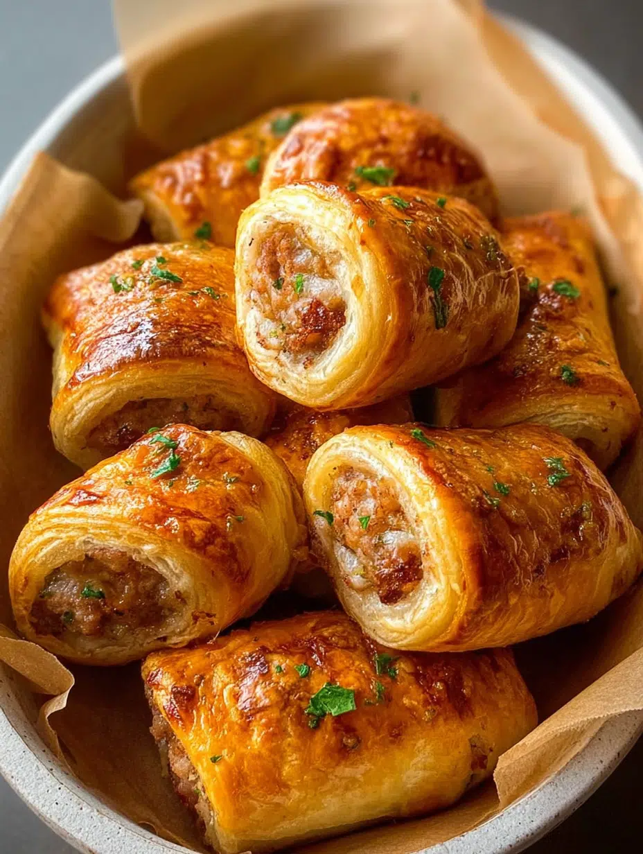 Savory Sausage Rolls with Puff Pastry and Worcestershire Glaze