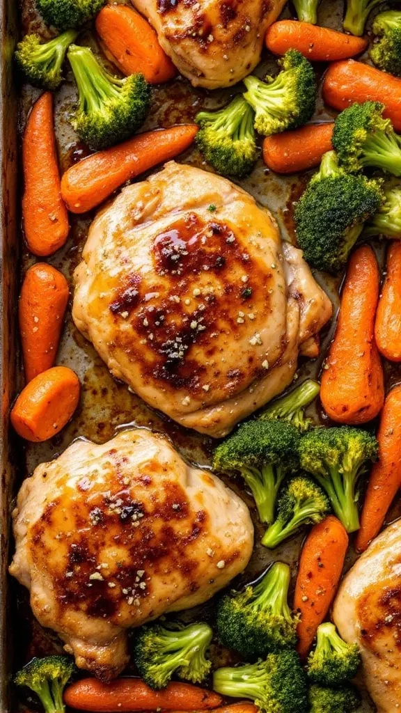 One-Pan Honey Garlic Chicken Thighs with Roasted Vegetables