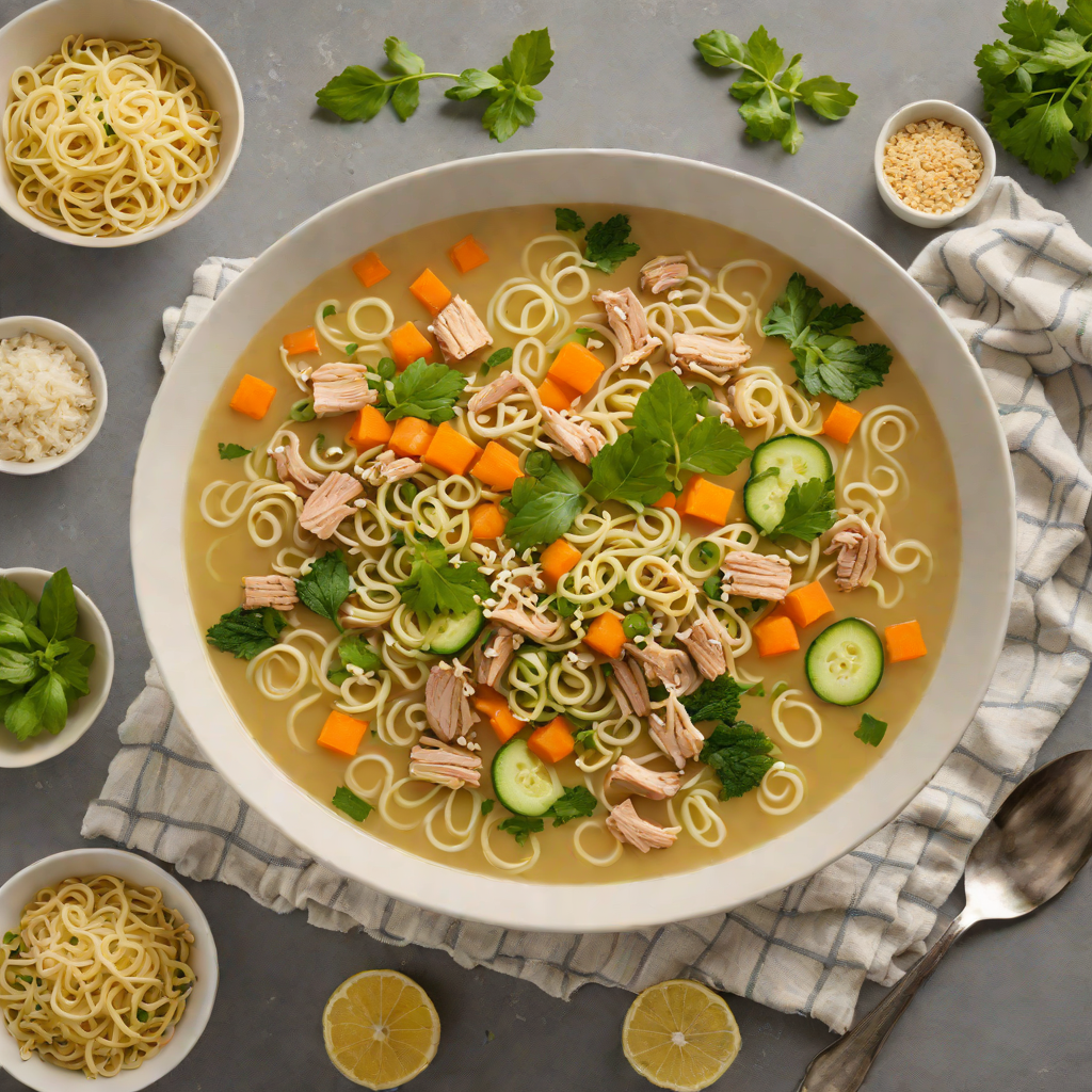 Stovetop Turkey Zoodle Soup with Garlic and Ginger